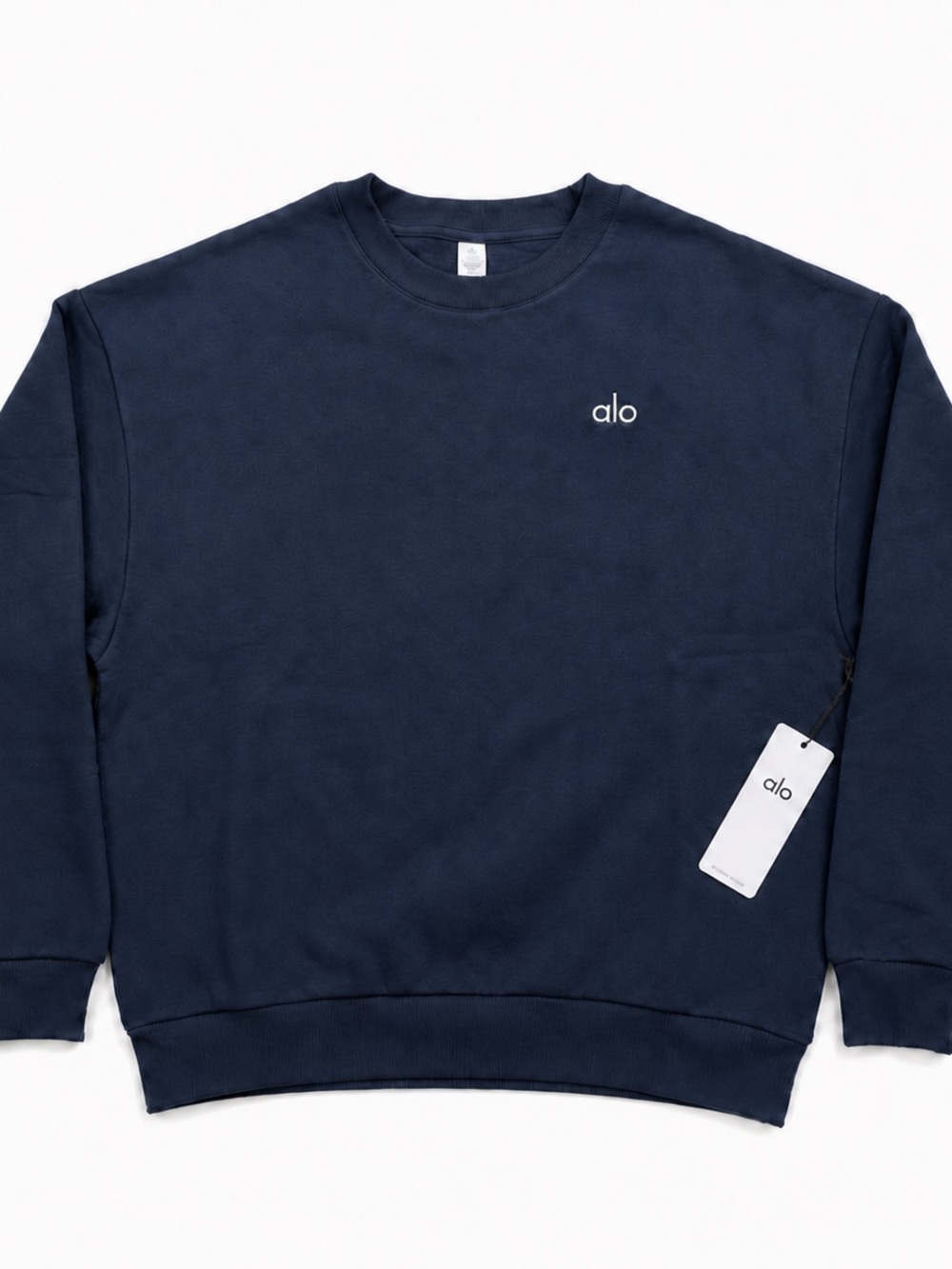 ALO Yoga Men's Crewneck Sweatshirt Navy with White Logo